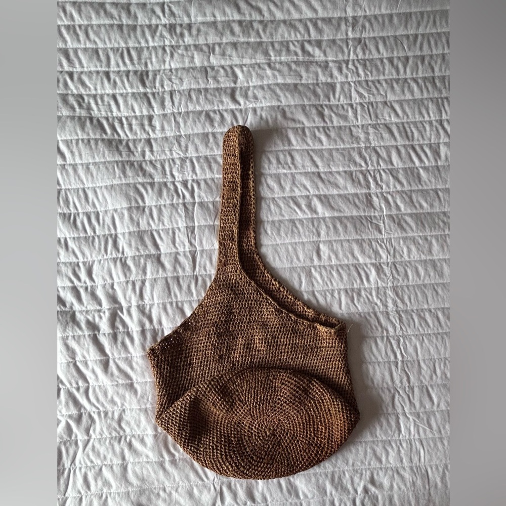 Woven Straw Tote Bag in Brown - Picture 8 of 10